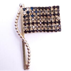 Vintage American Flag Pin Black, Gold Tone 2" Tall